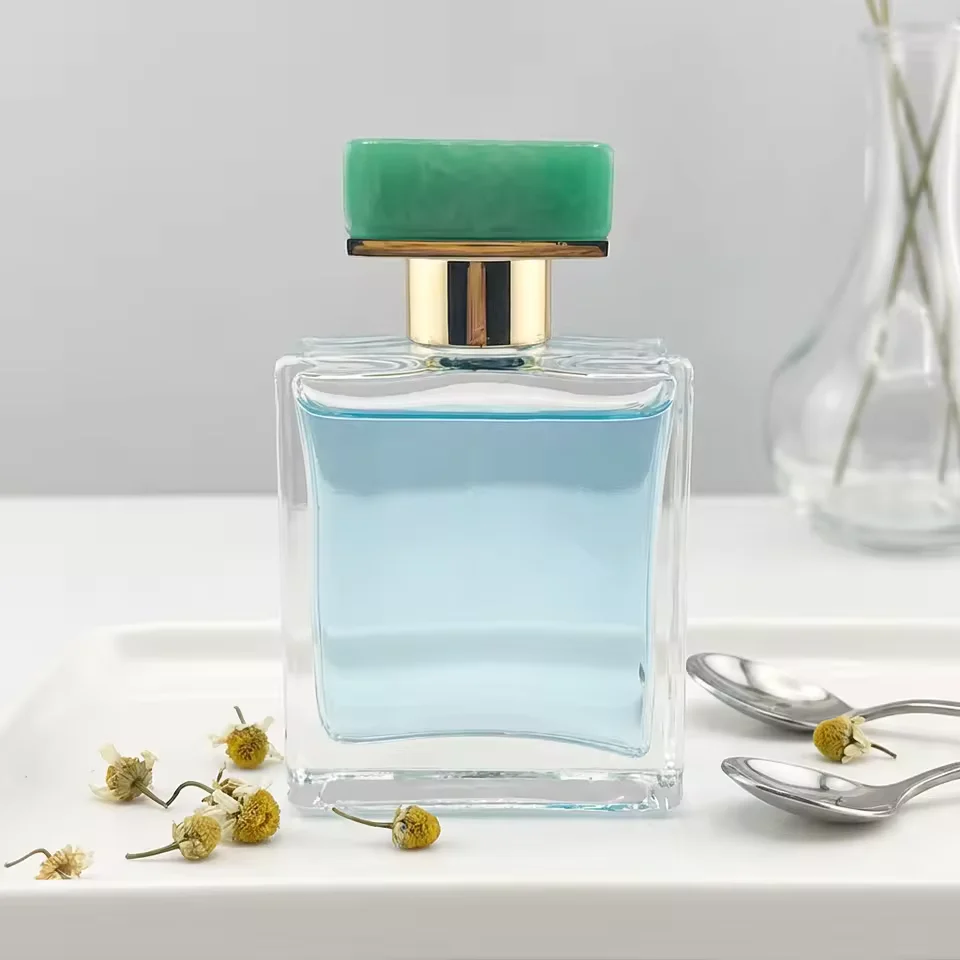 Square Glass Perfume Bottle with Crimp Neck