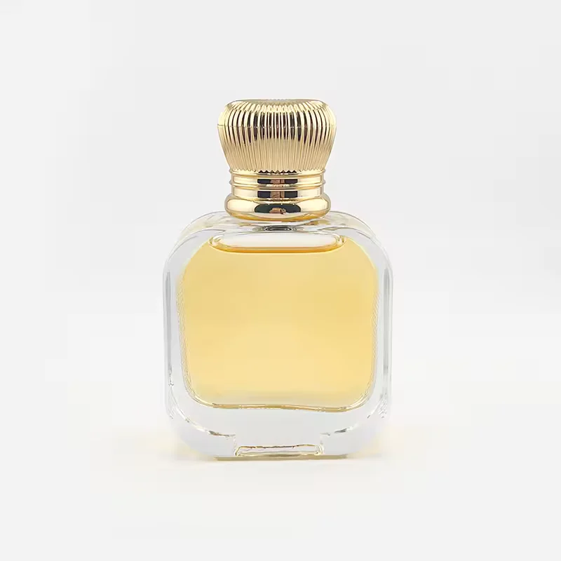 Clear Square Glass Perfume Bottle with Crimp Neck