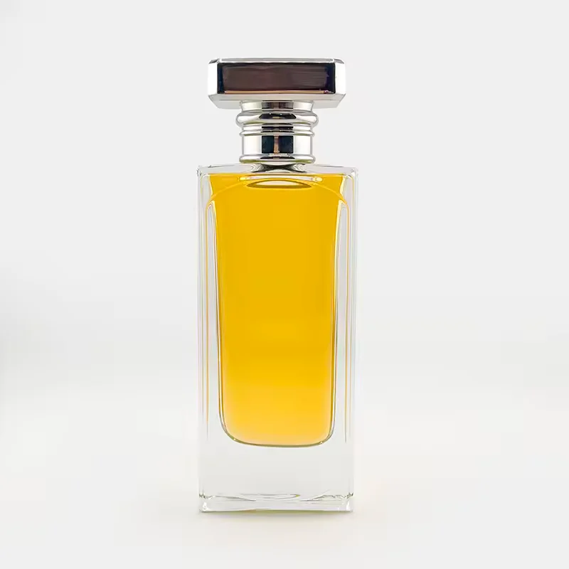 Clear Square Glass Perfume Bottle with Crimp Neck