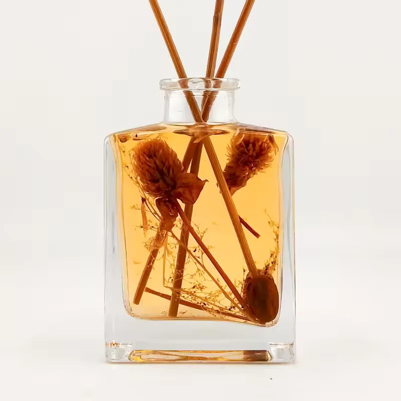Clear Cylindrical Glass Perfume Bottle with Crimp Neck