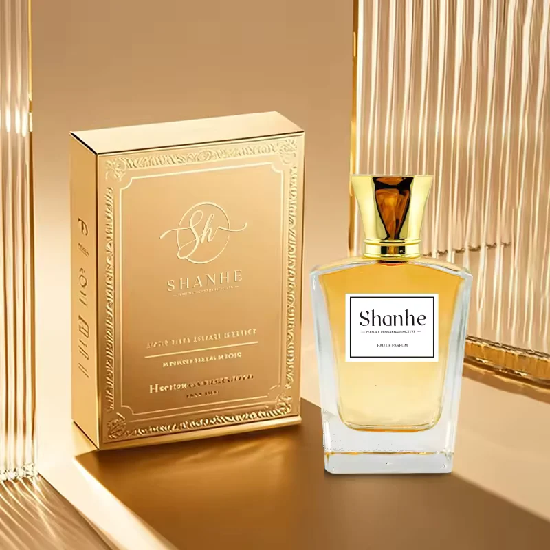 Clear Square Glass Perfume Bottle with Crimp Neck