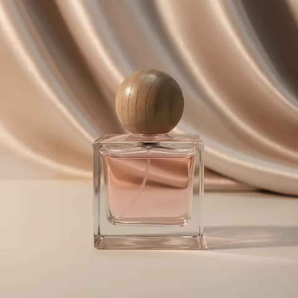 Clear Square Glass Perfume Bottle with Crimp Neck