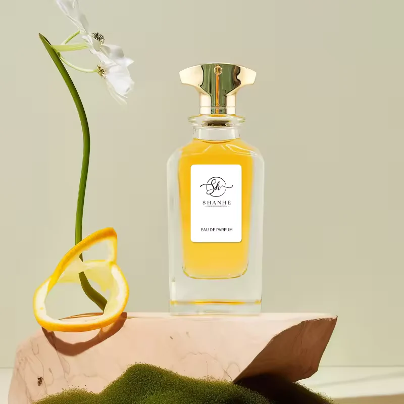 Clear Square Glass Perfume Bottle with Crimp Neck