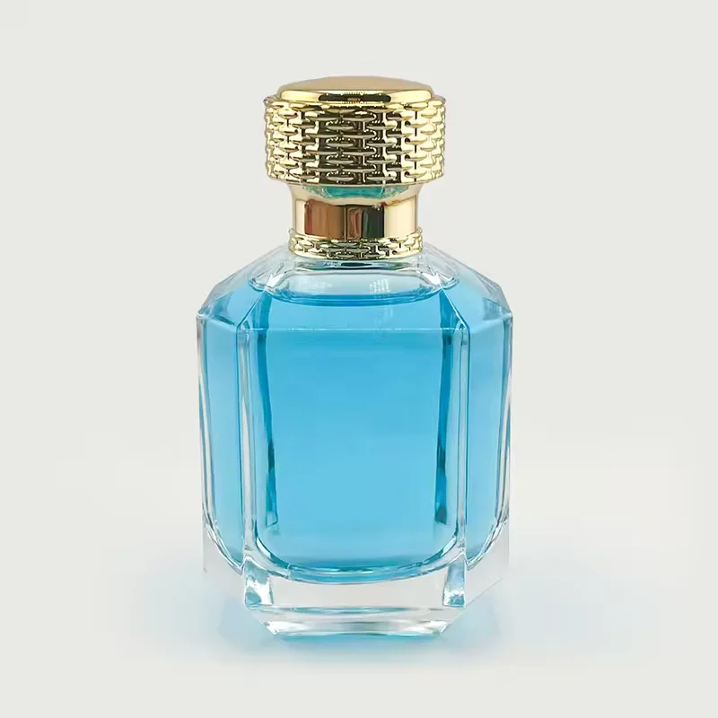 Clear Square Glass Perfume Bottle with Crimp Neck