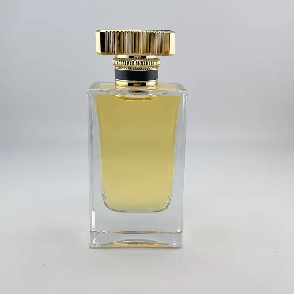 Clear Square Glass Perfume Bottle with Crimp Neck