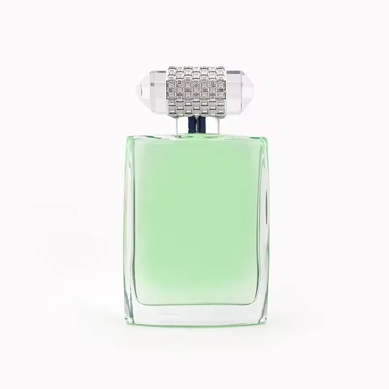Clear Square Glass Perfume Bottle with Crimp Neck
