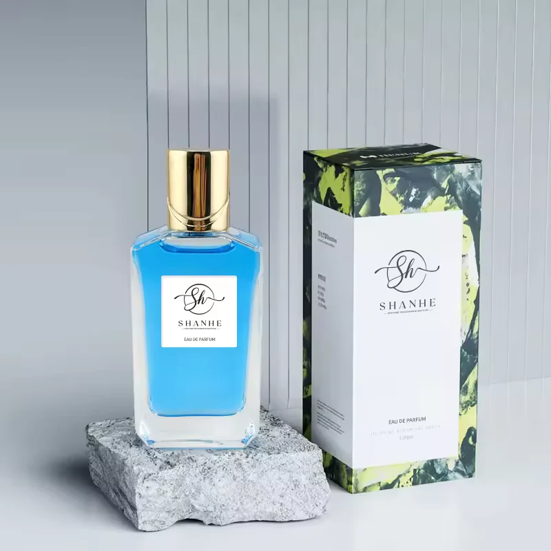 Clear Square Glass Perfume Bottle with Crimp Neck