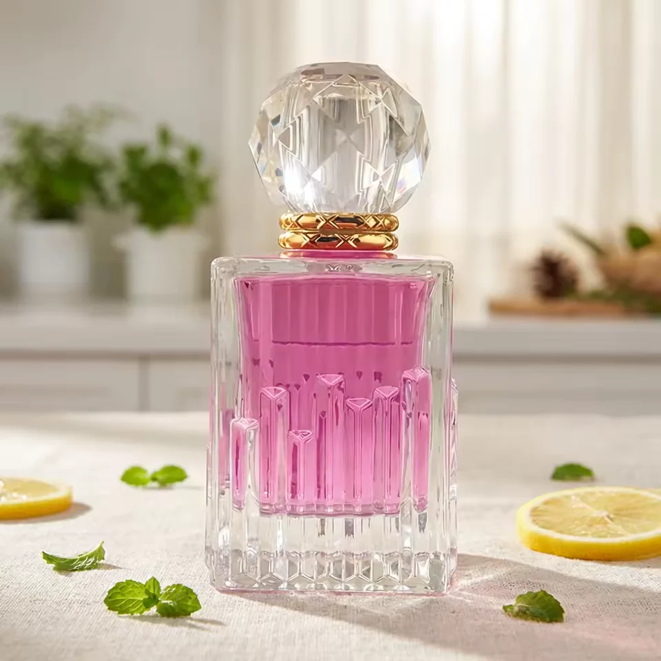 Frosted Square Glass Perfume Bottle with Pump Sprayer