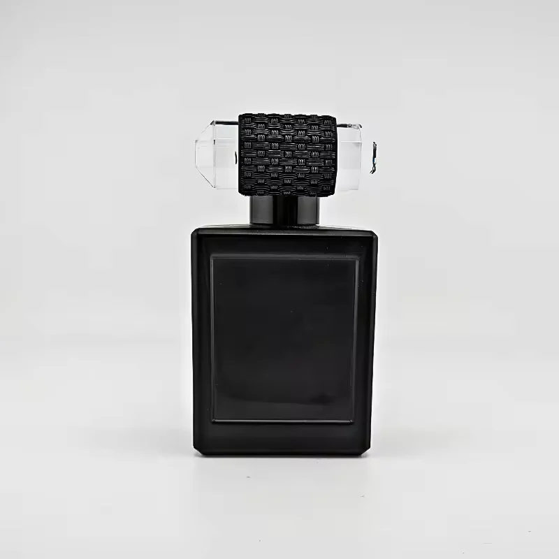 Frosted Square Glass Perfume Bottle with Crimp Neck