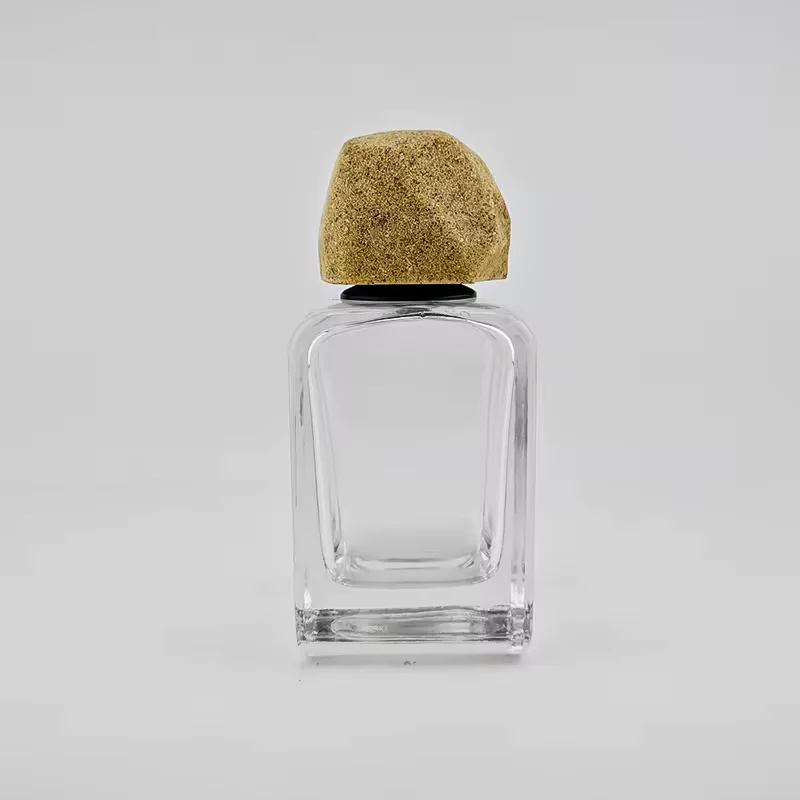 Red Square Glass Perfume Bottle with Crimp Neck