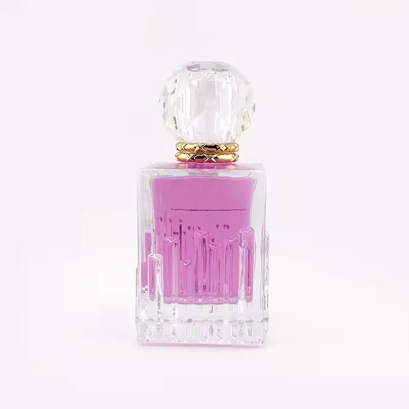 Simple Glass Perfume Bottle with Modern Style Lid Screen Printing Surface
