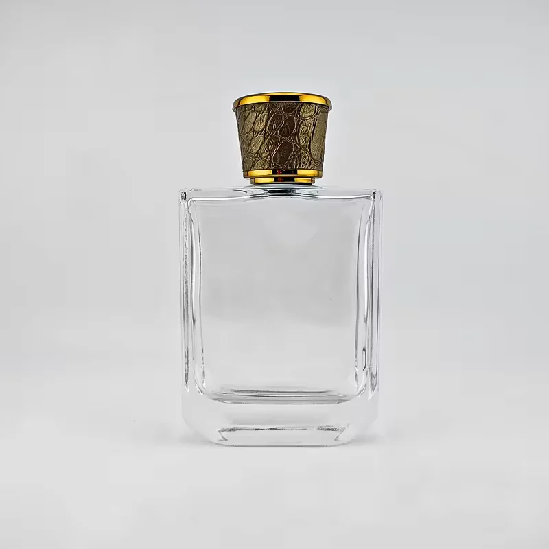 Red Square Glass Perfume Bottle with Refillable Design