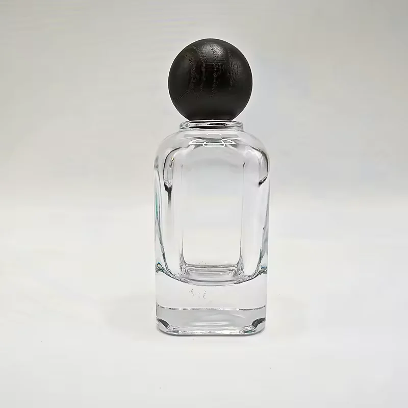 Black Square Glass Perfume Bottle with Crimp Neck