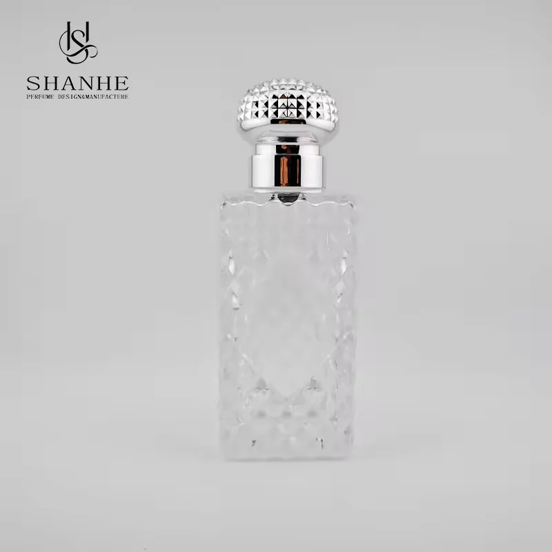 Square Glass Perfume Bottle with Refillable Design