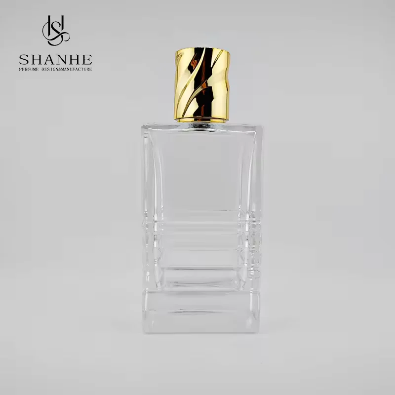 Red Square Glass Perfume Bottle with Refillable Design