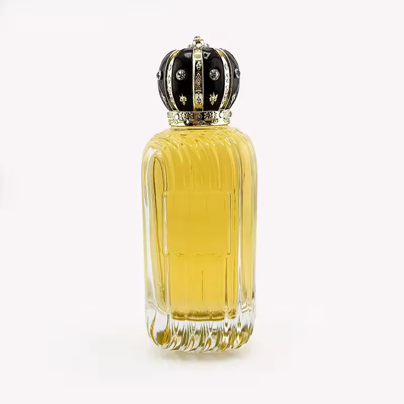 Black Square Glass Perfume Bottle with Crown Cap