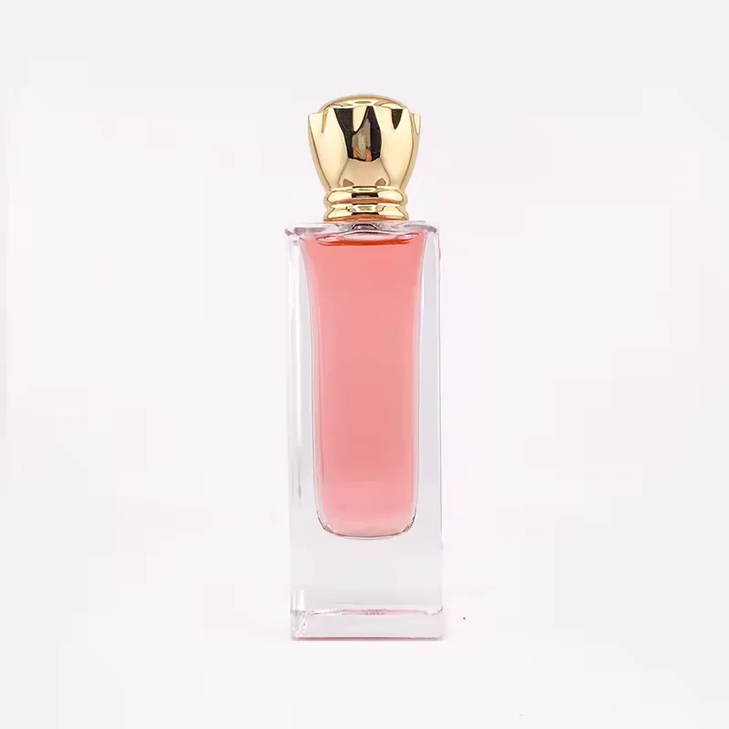 Square Glass Perfume Bottle with Crimp Neck