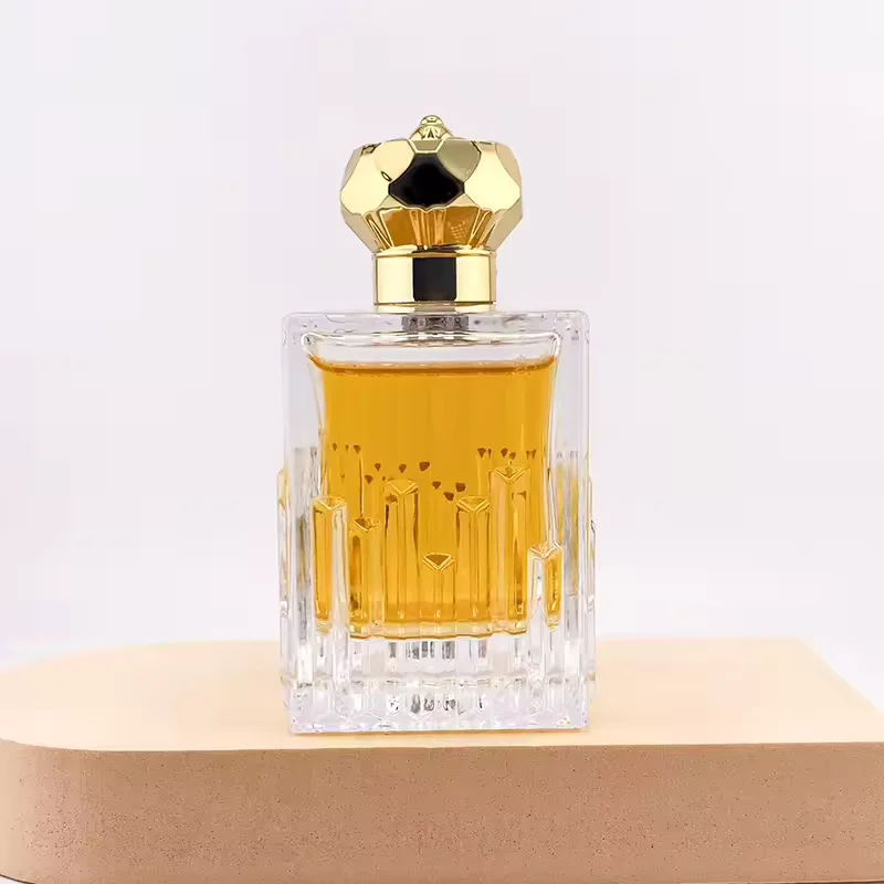Square Glass Perfume Bottle with Crimp Neck