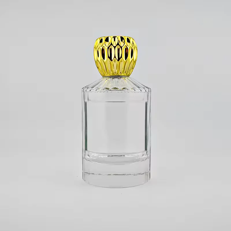 Clear Cylindrical Glass Perfume Bottle with Crimp Neck