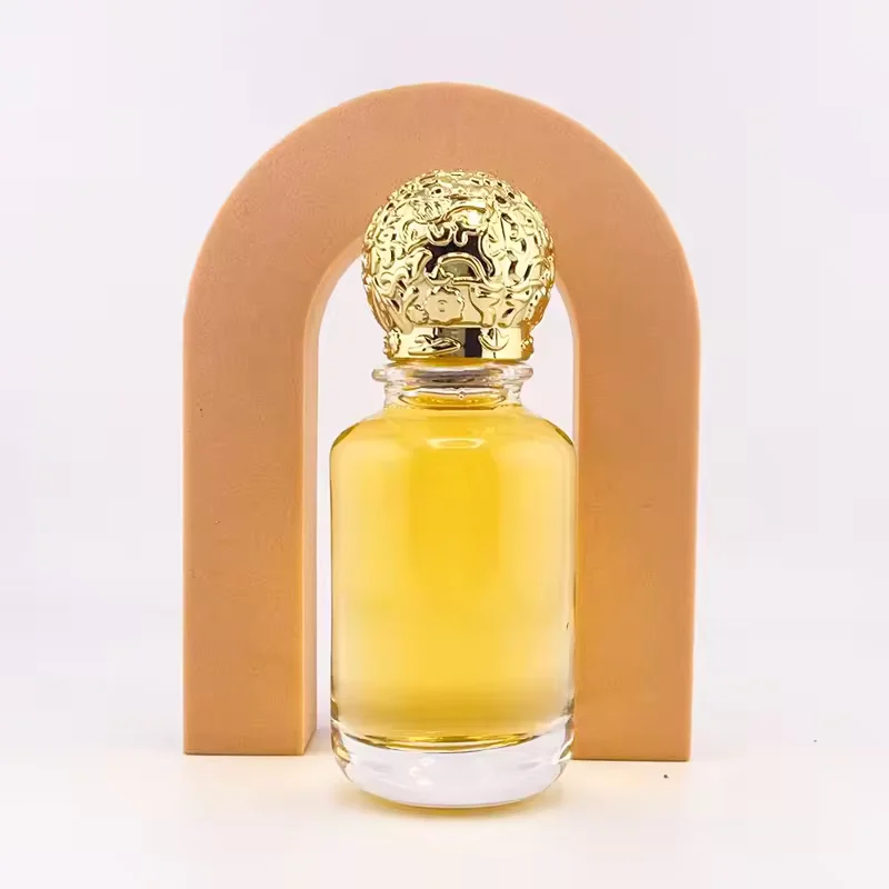 Clear Cylindrical Glass Perfume Bottle