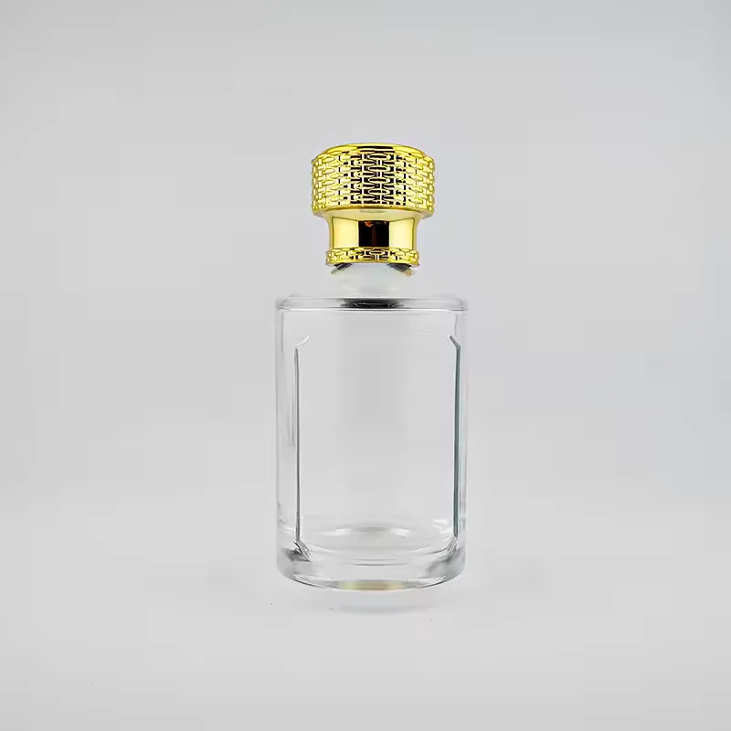Clear Cylindrical Glass Perfume Bottle