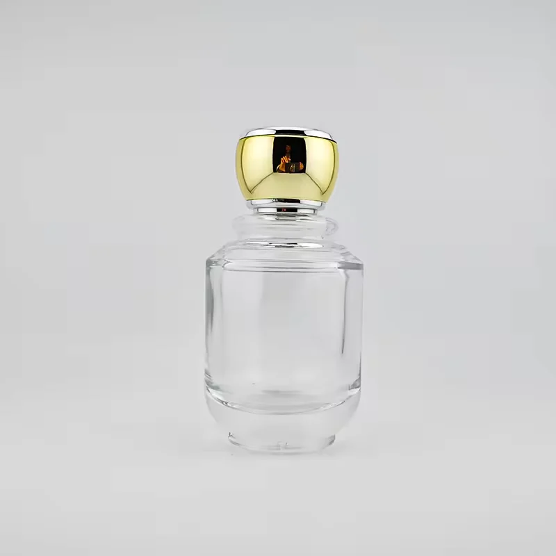 Clear Cylindrical Glass Perfume Bottle with Refillable Design