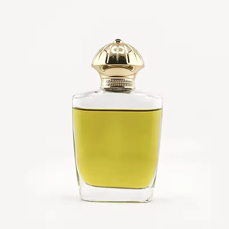 Clear Square Glass Perfume Bottle with Crimp Neck