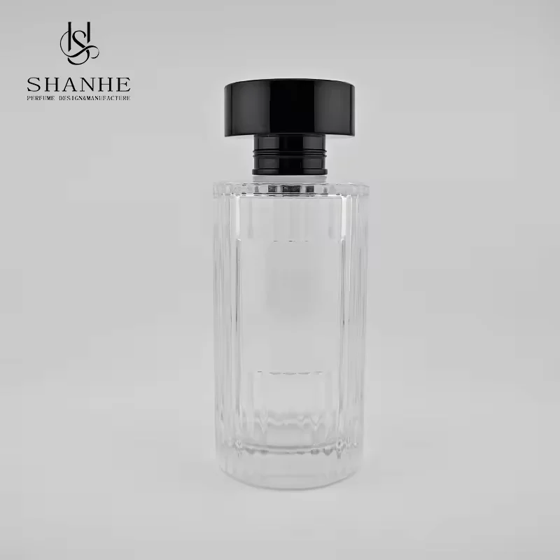 Black Cylindrical Glass Perfume Bottle