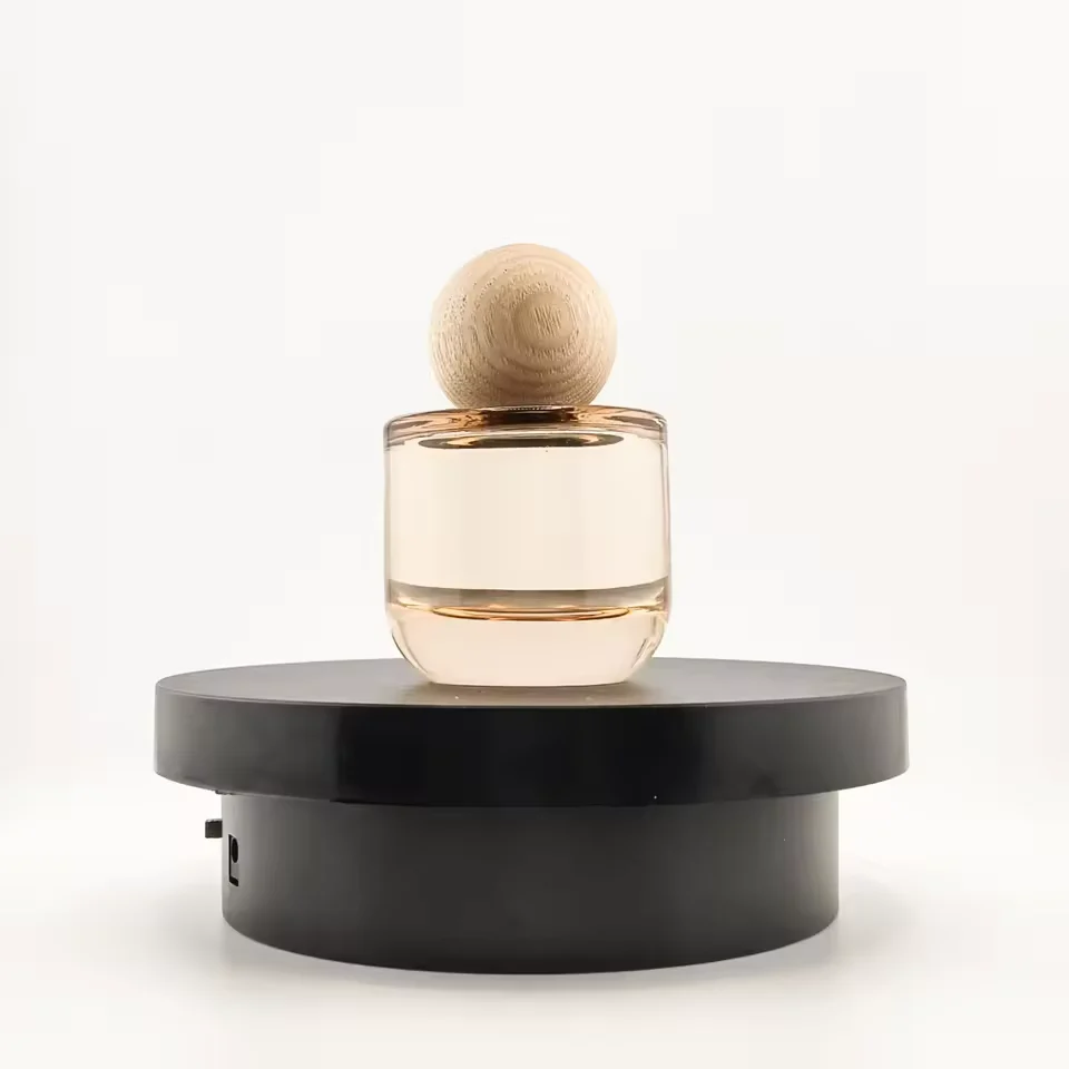 Mini Empty Refillable Custom Logo Glass Perfume Spray Bottle with Wooden Cap
