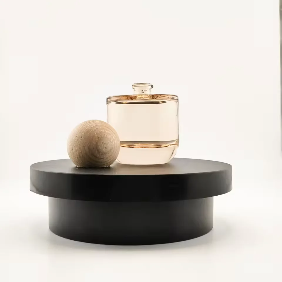 Mini Empty Refillable Custom Logo Glass Perfume Spray Bottle with Wooden Cap image 2
