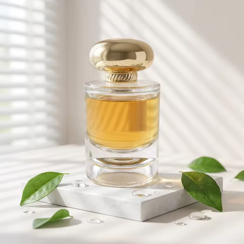 Clear Square Glass Perfume Bottle with Crimp Neck