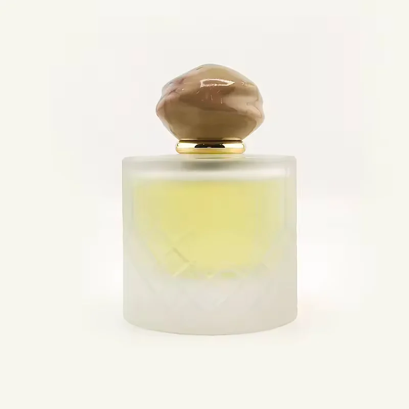 Frosted Round Glass Perfume Bottle with Pump Sprayer