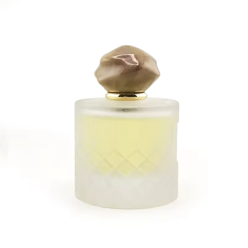 Frosted Round Glass Perfume Bottle with Pump Sprayer image 2