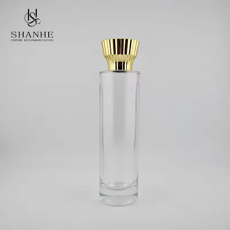 Clear Cylindrical Glass Perfume Bottle