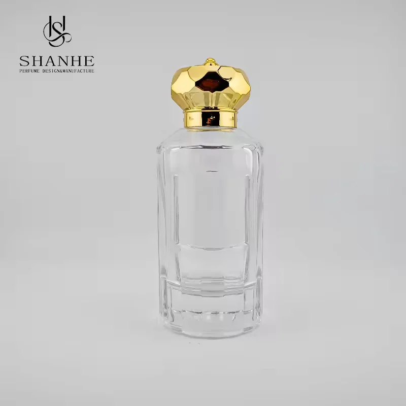 Clear Glass Perfume Bottle with Crown Cap