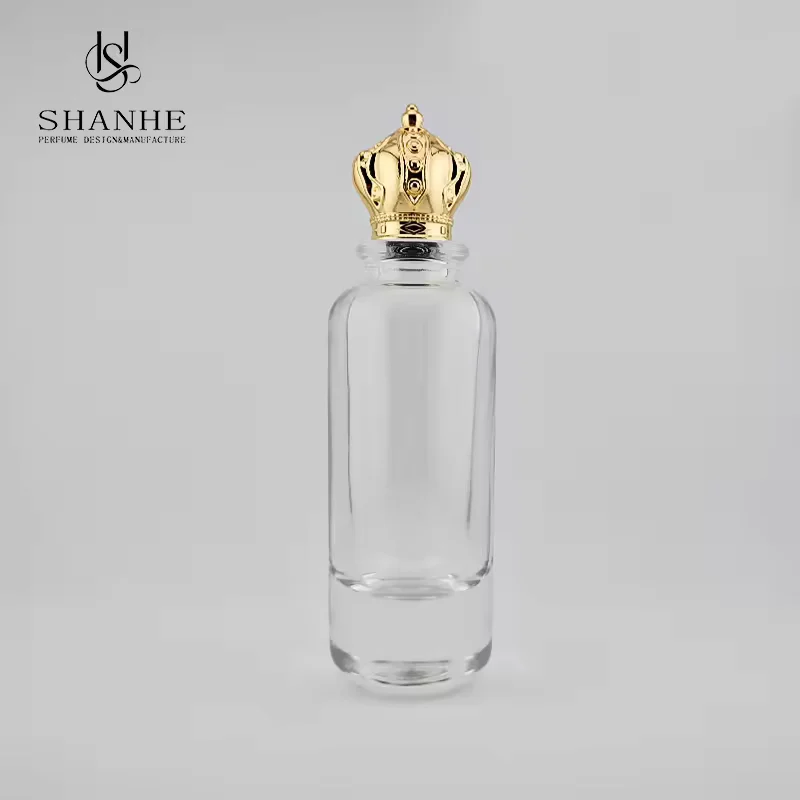 Clear Glass Perfume Bottle with Crown Cap