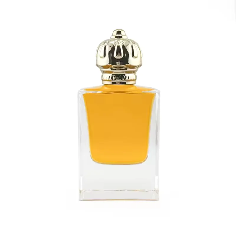 Clear Square Glass Perfume Bottle with Crown Cap