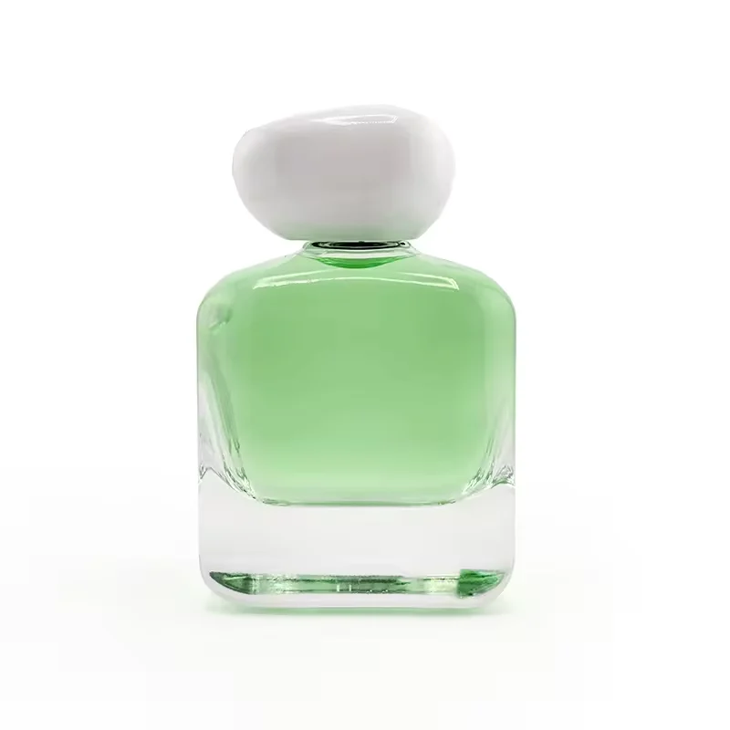 Clear Square Glass Perfume Bottle with Crimp Neck