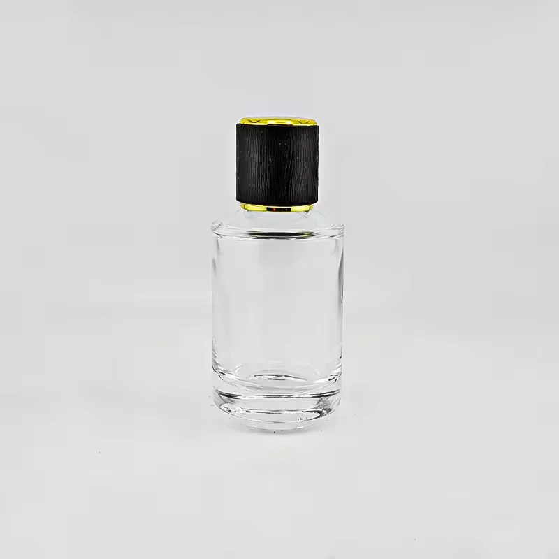 Black Cylindrical Glass Perfume Bottle