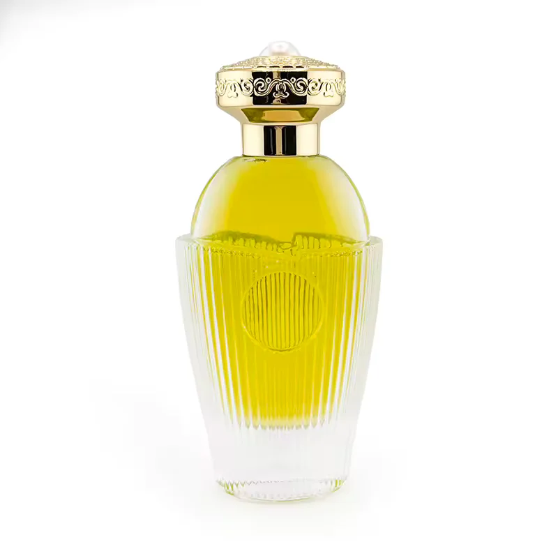 Clear Cylindrical Glass Perfume Bottle