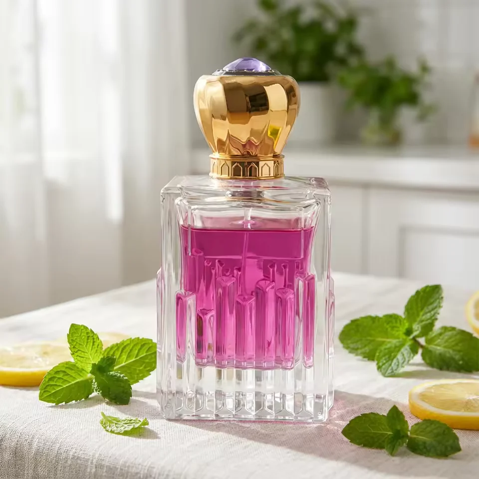 Square Glass Perfume Bottle with Pump Sprayer
