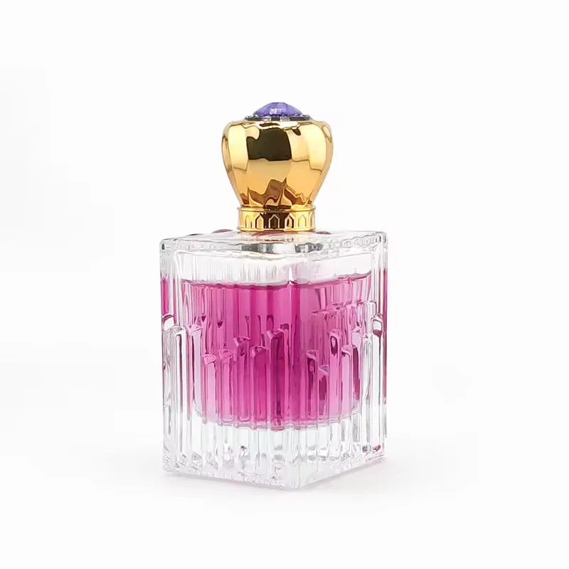 Square Glass Perfume Bottle with Pump Sprayer image 2