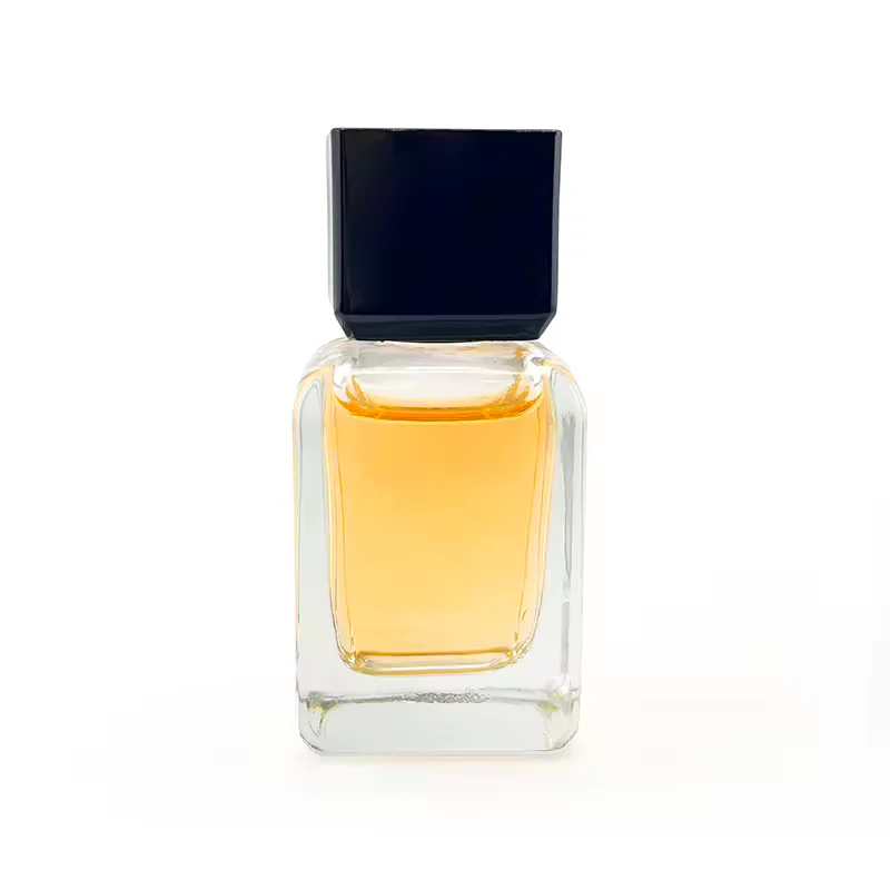 Black Square Glass Perfume Bottle with Refillable Design
