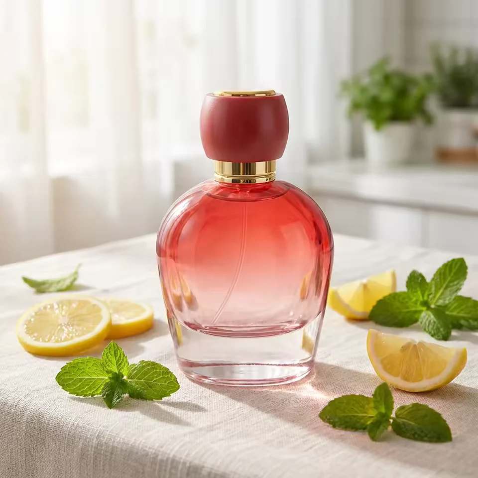 Gradient Round Glass Perfume Bottle with Pump Sprayer