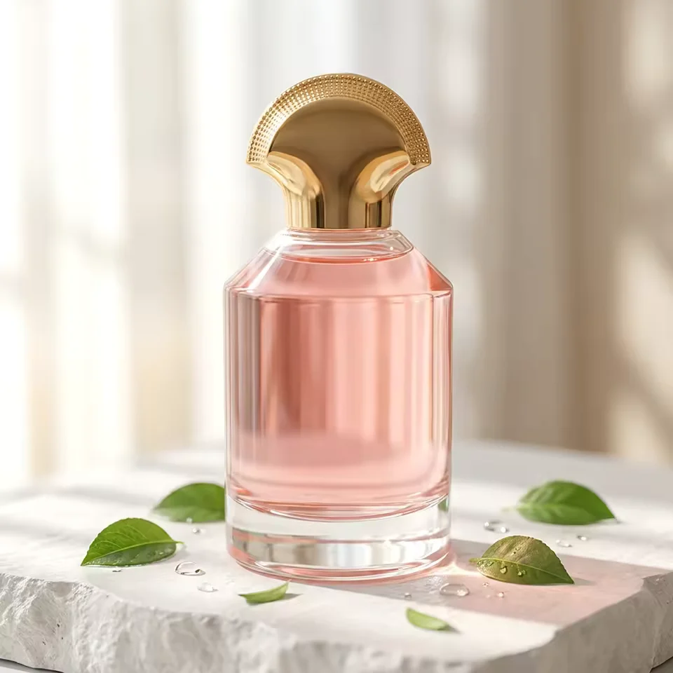 Clear Cylindrical Glass Perfume Bottle