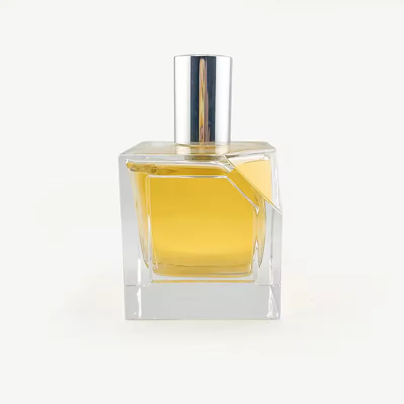 Clear Cylindrical Glass Perfume Bottle