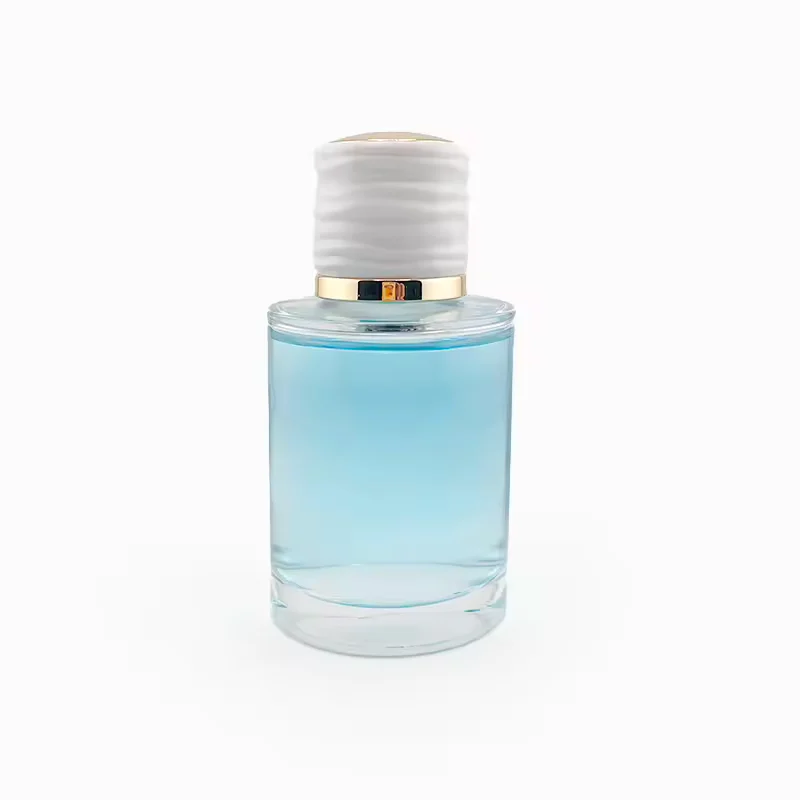 Clear Cylindrical Glass Perfume Bottle