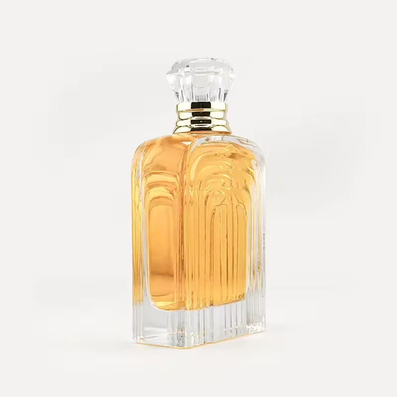 Vintage Style Embossed Customized Perfume Glass Bottle with Wood Lid for