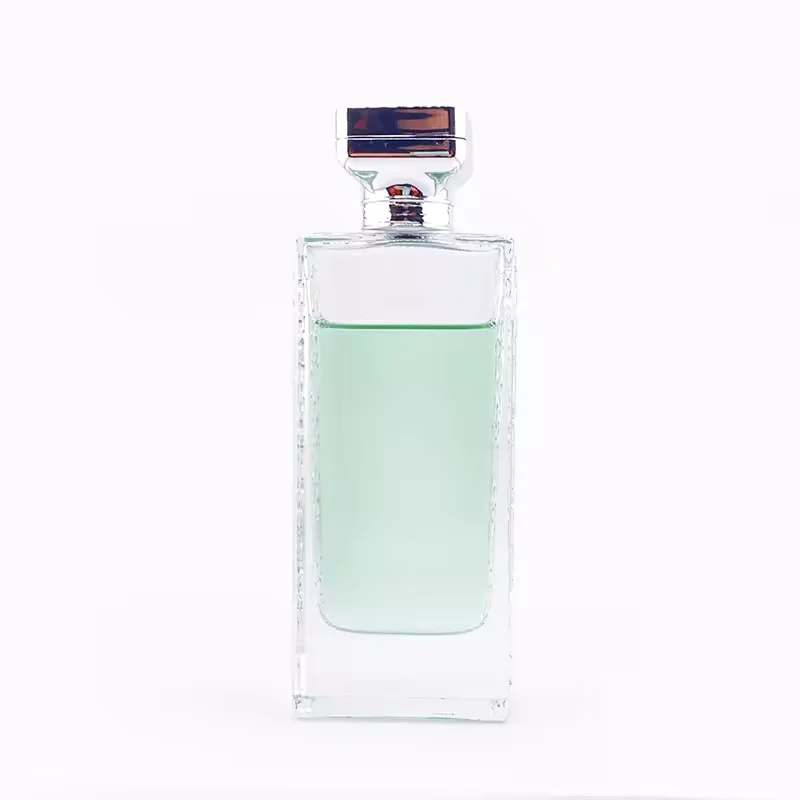 Clear Square Glass Perfume Bottle with Crimp Neck