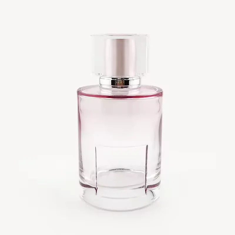 Clear Cylindrical Glass Perfume Bottle